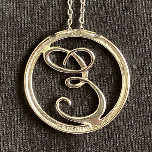 Sterling Silver Initial “E” Necklace Stamped - Picture 5 of 11